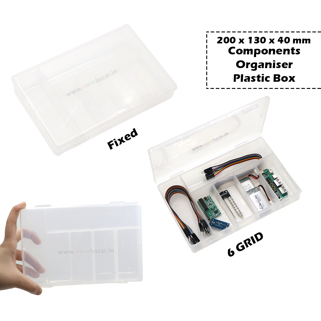 Non-Uniform Fixed Partition Clear Plastic Box Component Organiser