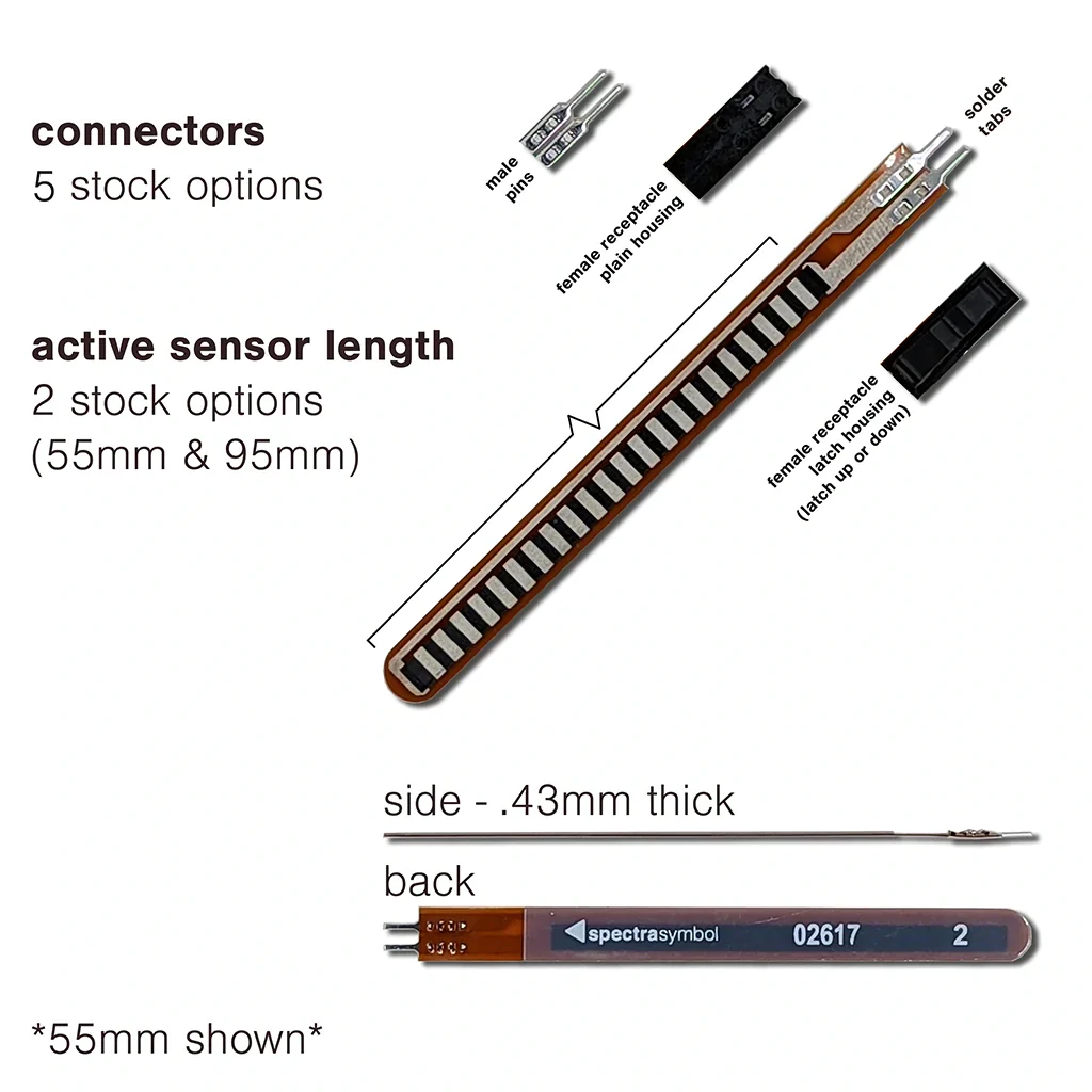 Spectra Symbol Flex Sensor Bend Sensor Multiple Lengths and Connectors