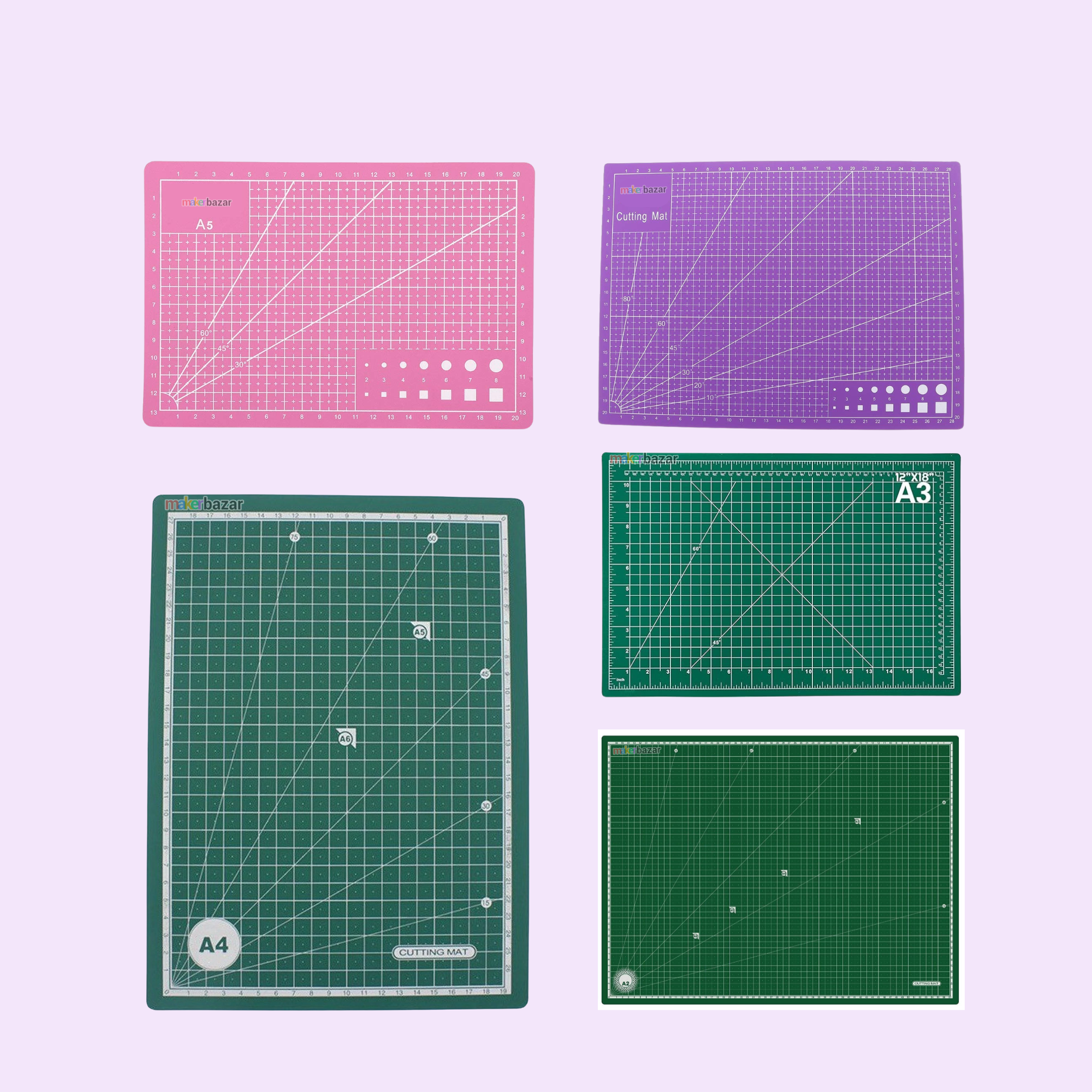 Self-Healing 5 Layered Multicoloured Flexible Cutting Mat Marked with Pattern and Grids