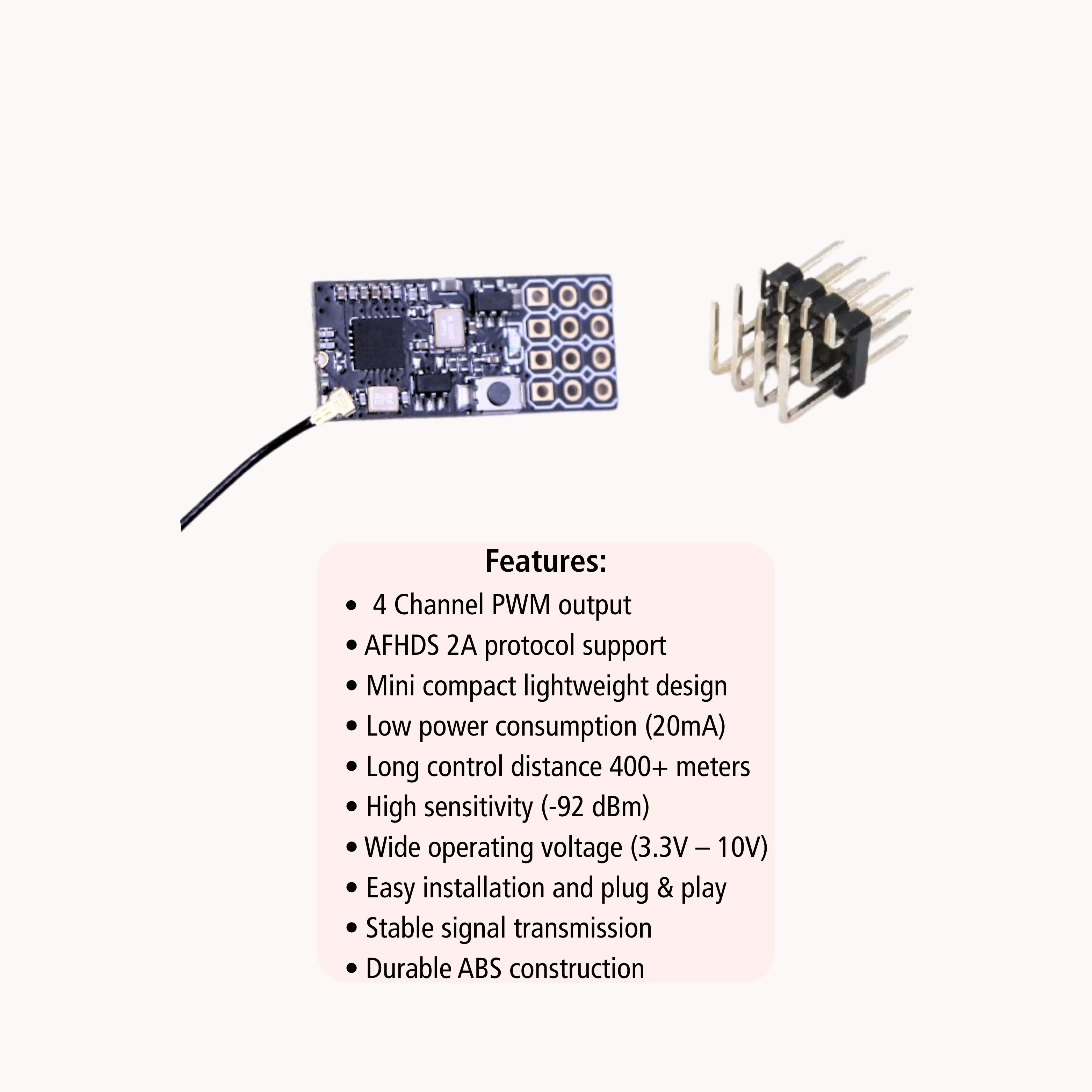 Flysky FS2A 4CH Mini Receiver – AFHDS 2A PWM RC Module