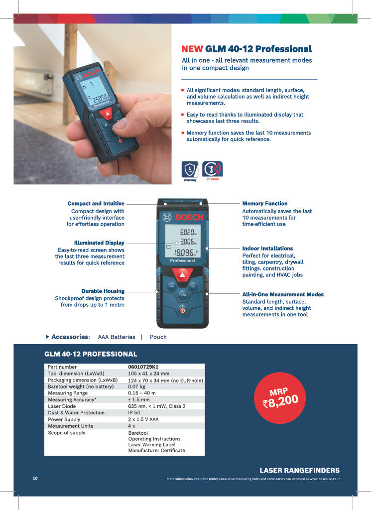 Bosch Professional Digital Laser Measure Rangefinder Devices