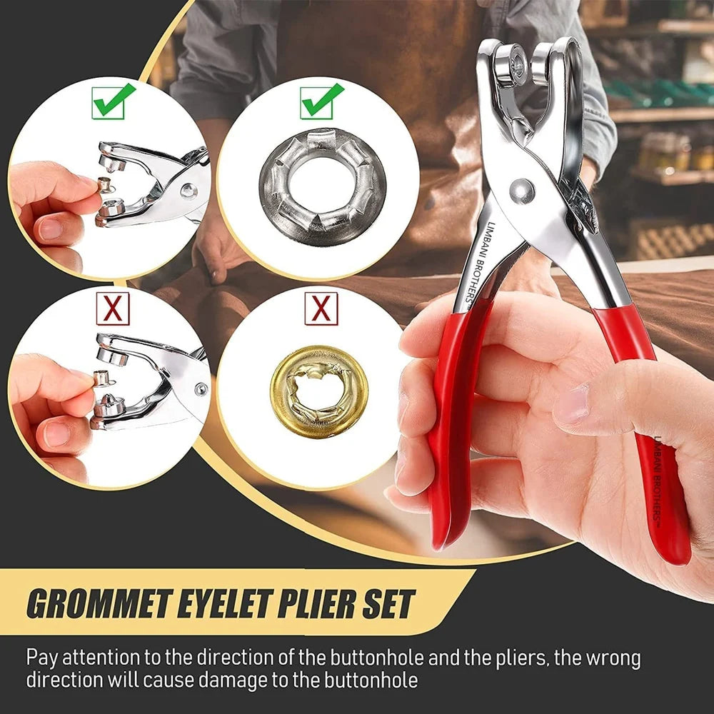 Grommet Setter Tool Kit Hole Punch Plier