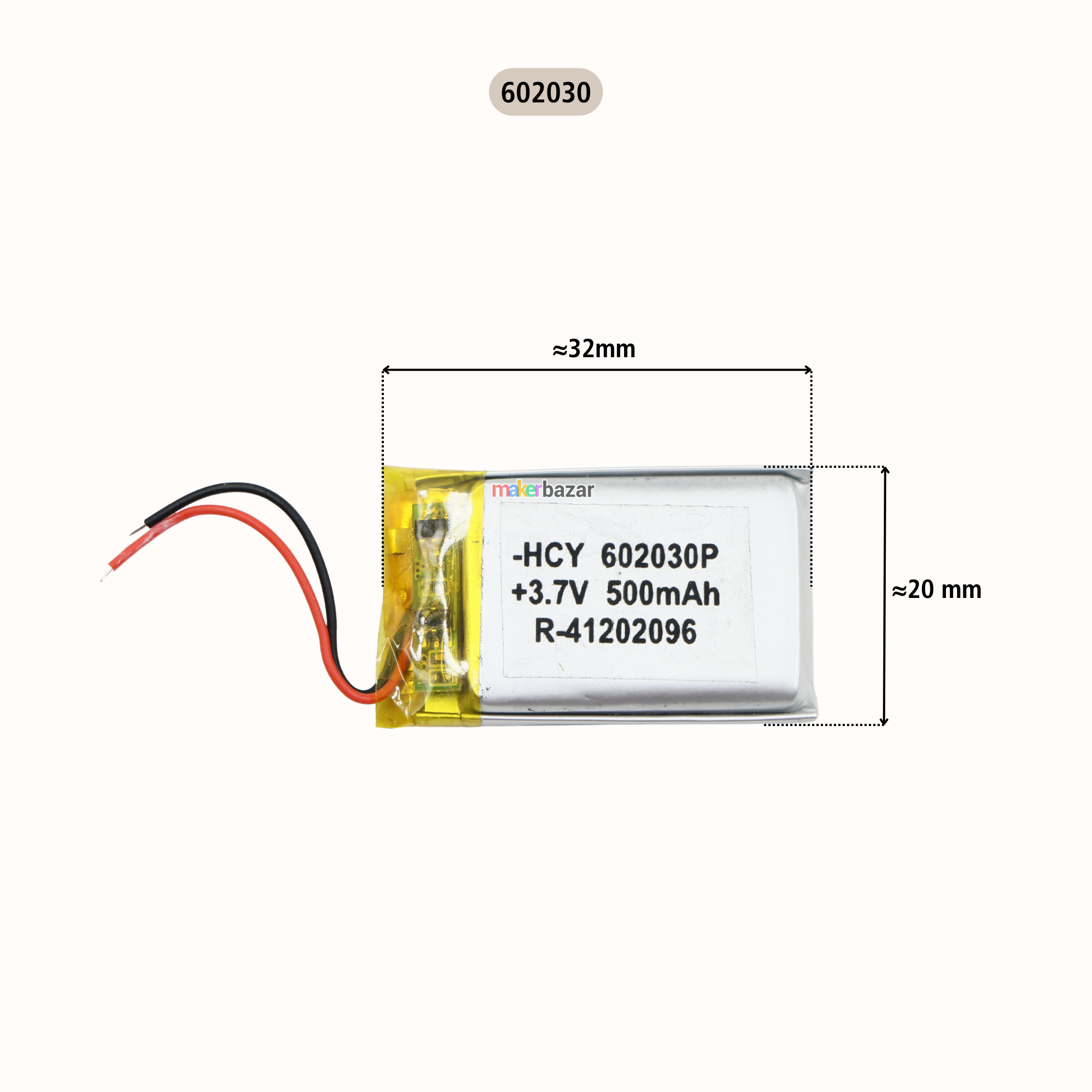 Generic: 3.7V 500mAh Lipo Battery - Single Cell Lithium Polymer Battery