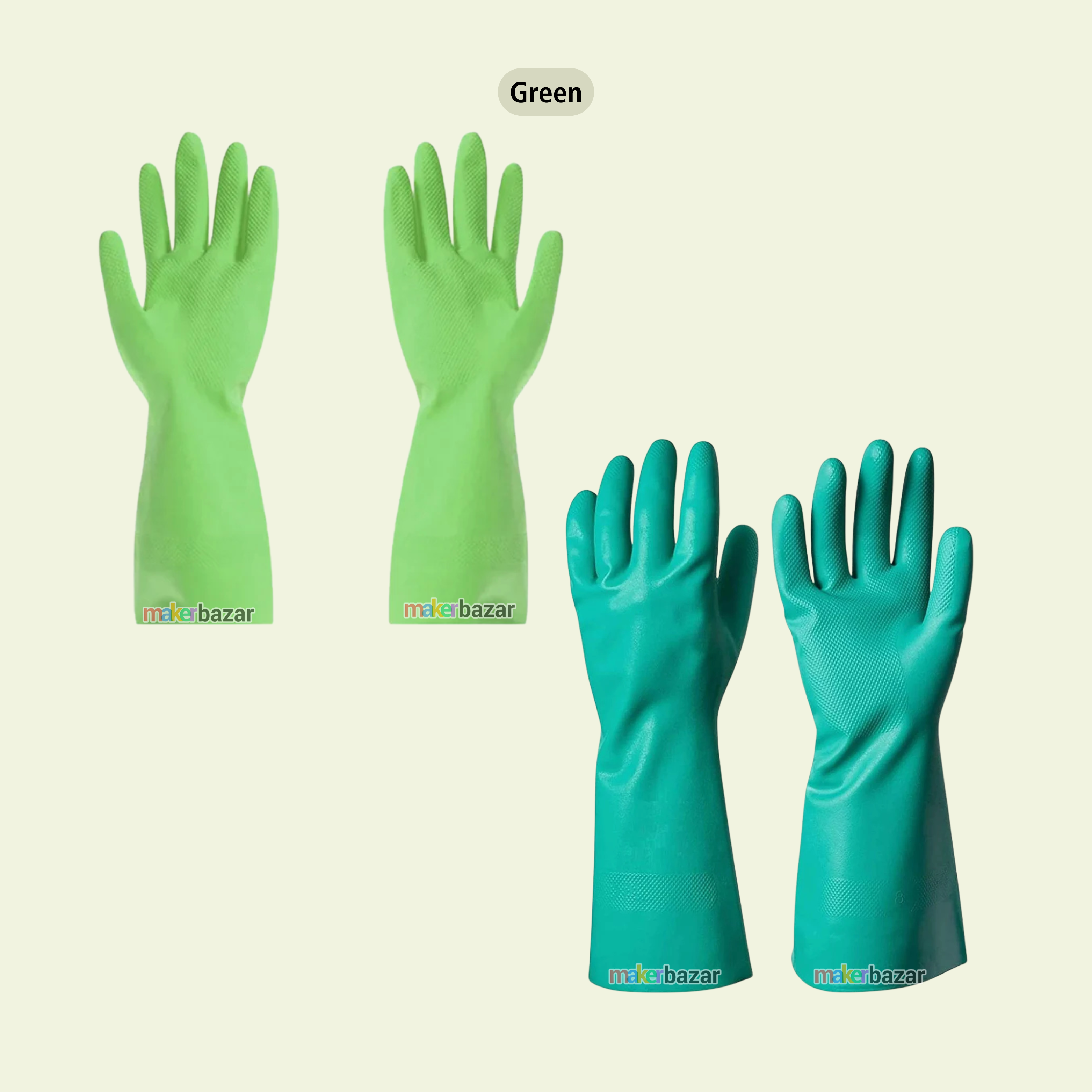 Cut Glove Reusable Rubber Hand Gloves (Pair)