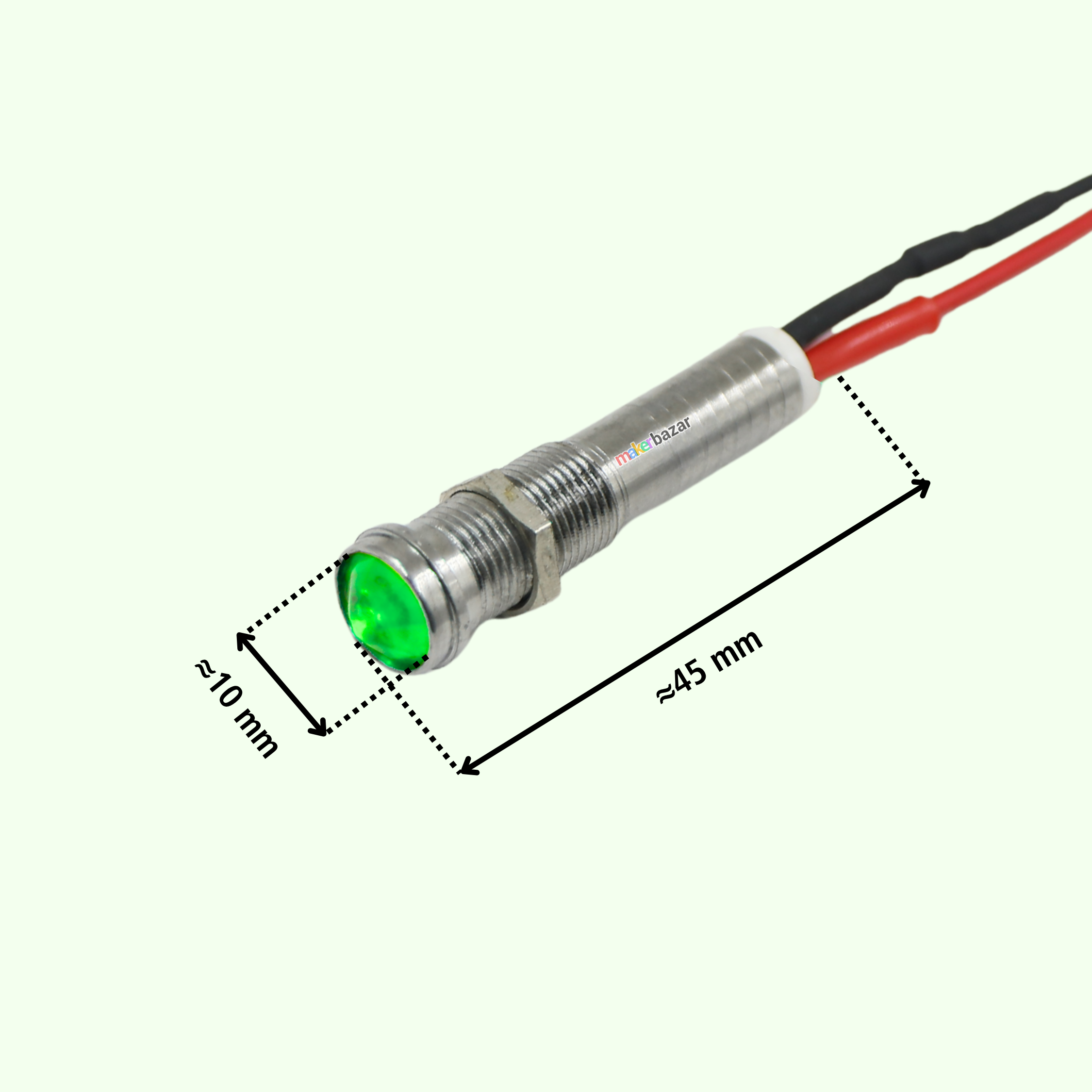 5-24VDC 10mm LED Indicator Metal Long-Tube Signal Lamp with Cable