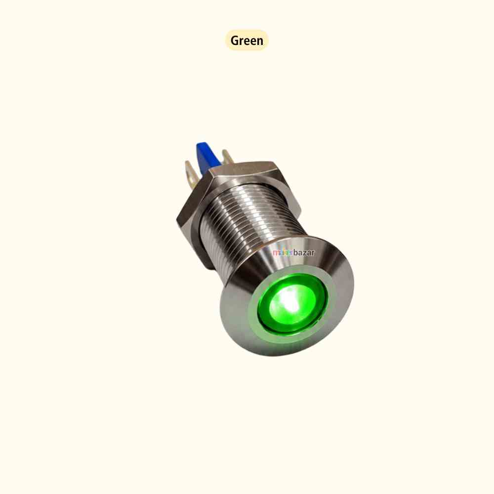 9-12V Flat-Top LED Metal Indicator Light
