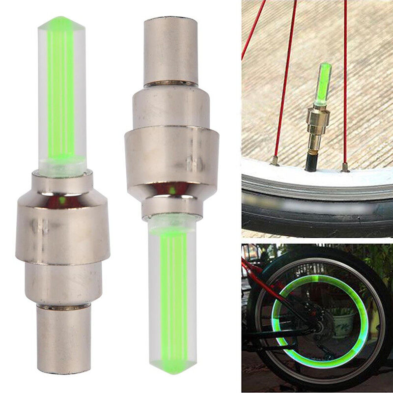 LED Flash Light Lamp For Bicycle Wheel Valve Sealing Caps (2pcs)