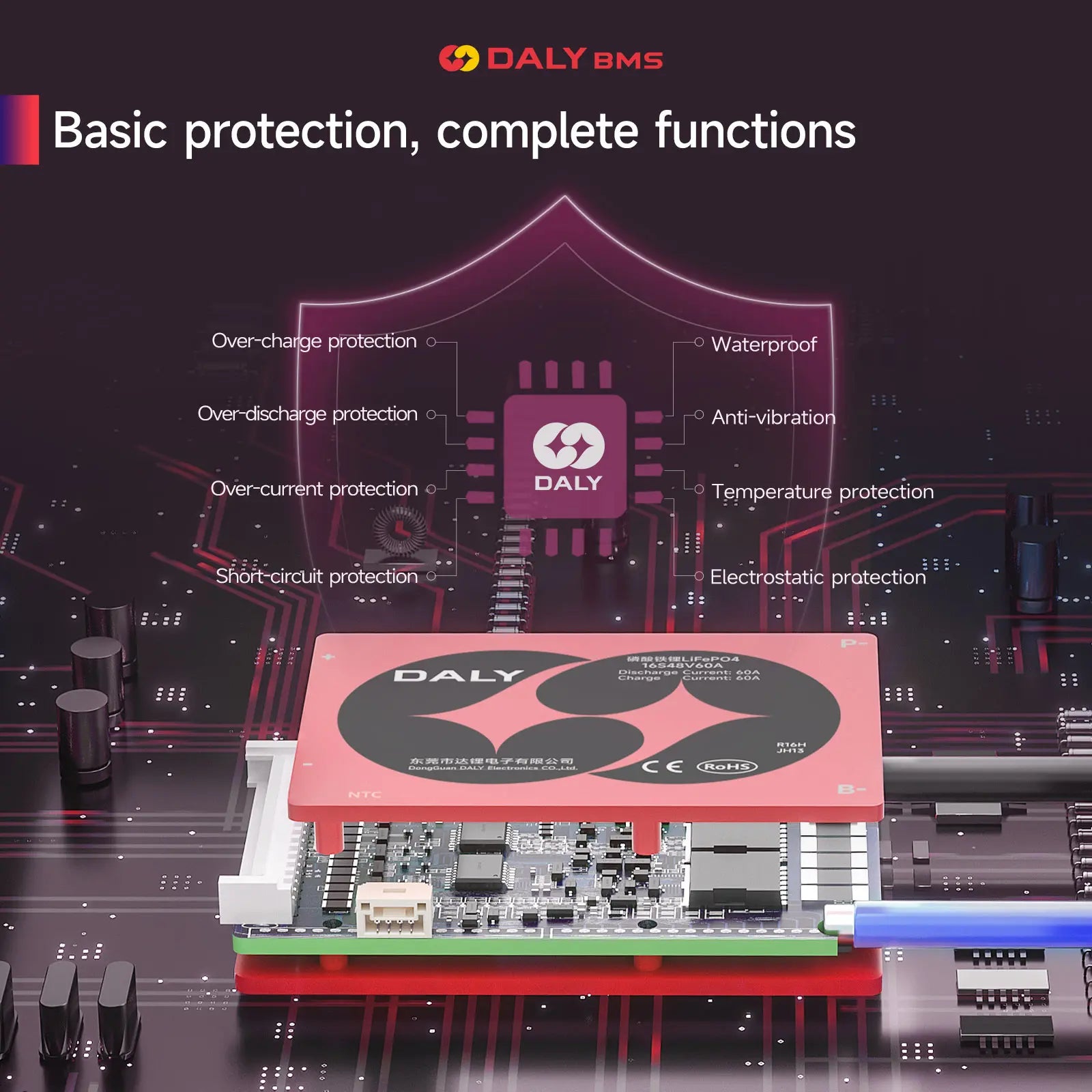 Daly: H-Series LiFePO4 BMS LFP Standard Battery Management System with Common Port