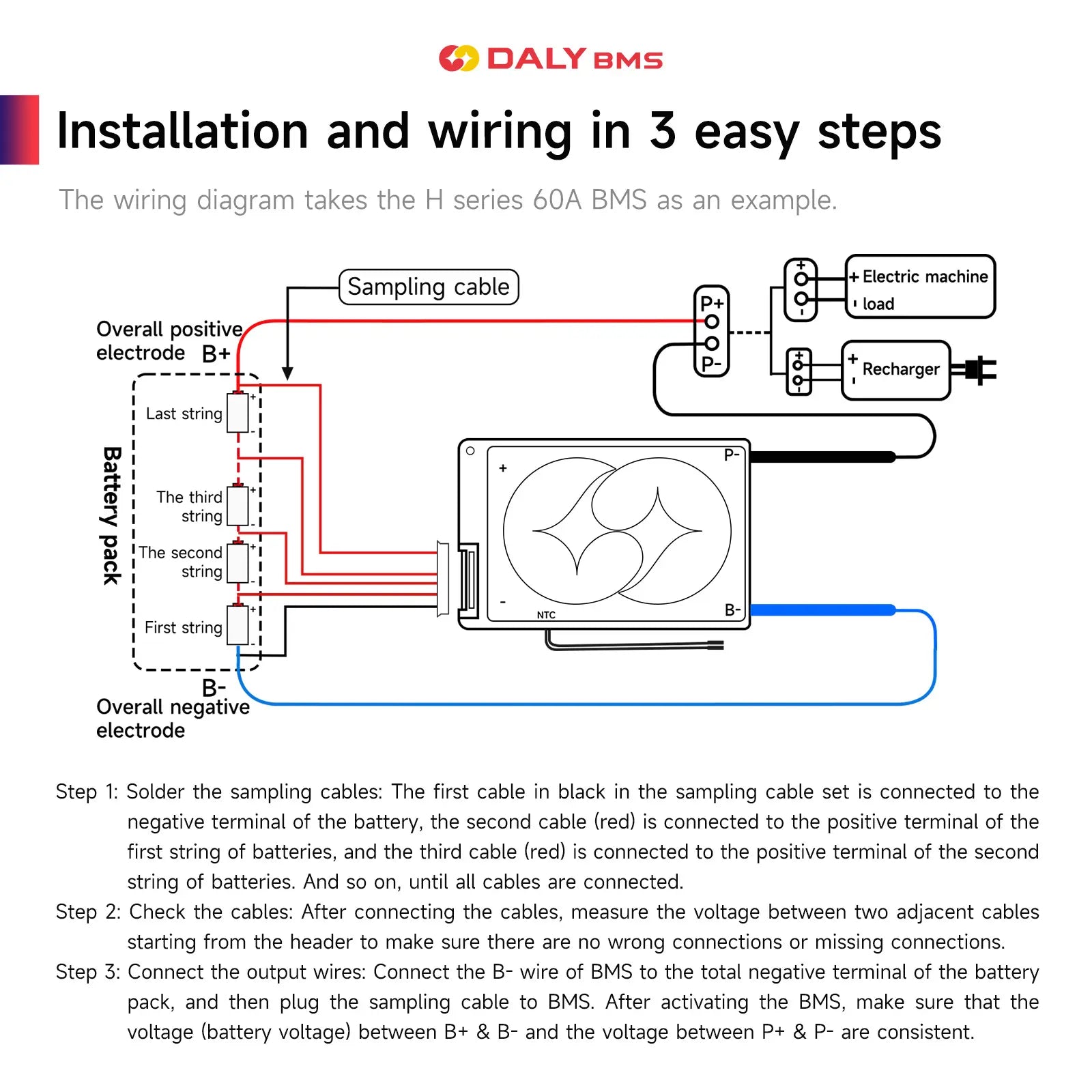 Daly: H-Series LiFePO4 BMS LFP Standard Battery Management System with Common Port
