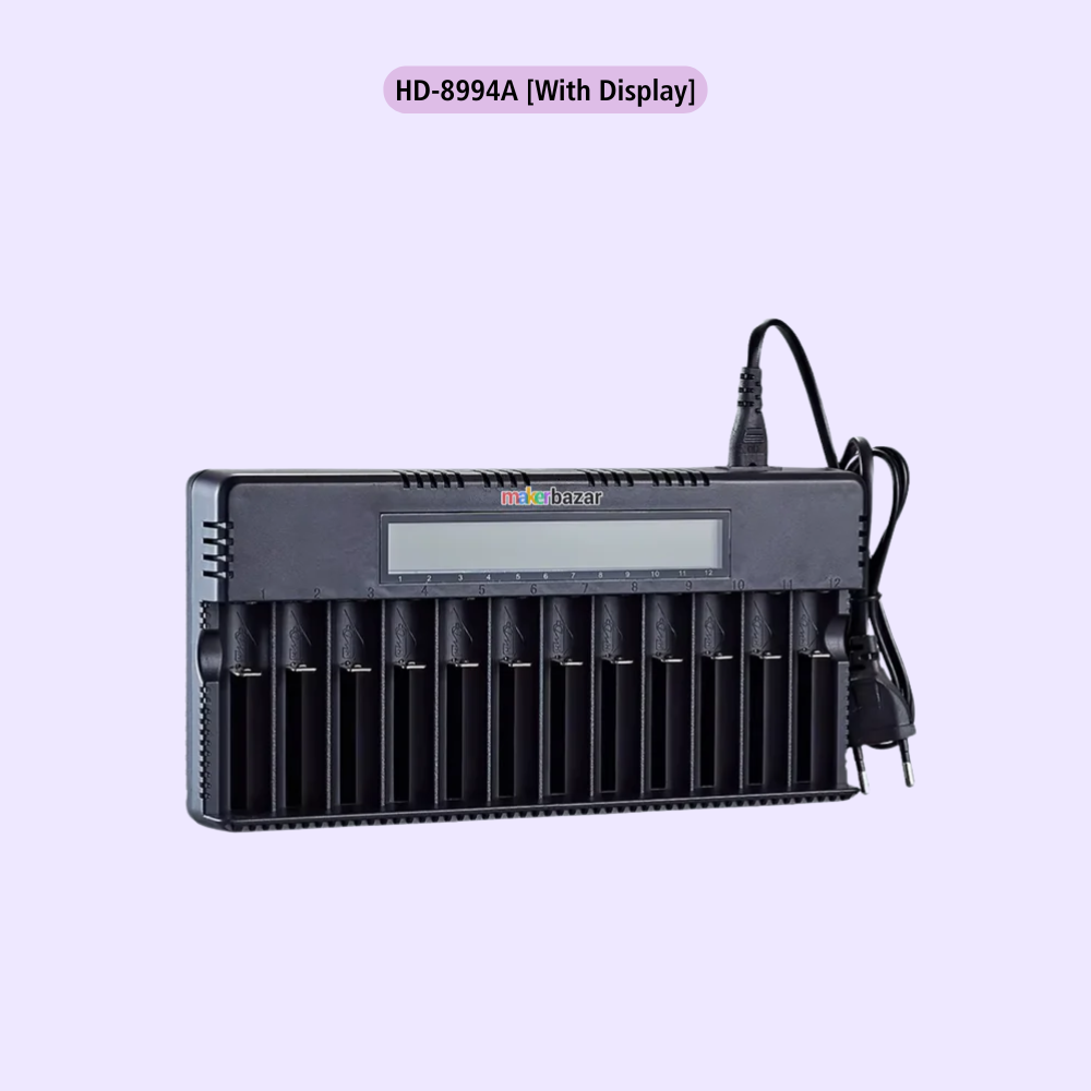 12-Slot Smart Lithium Battery Charger