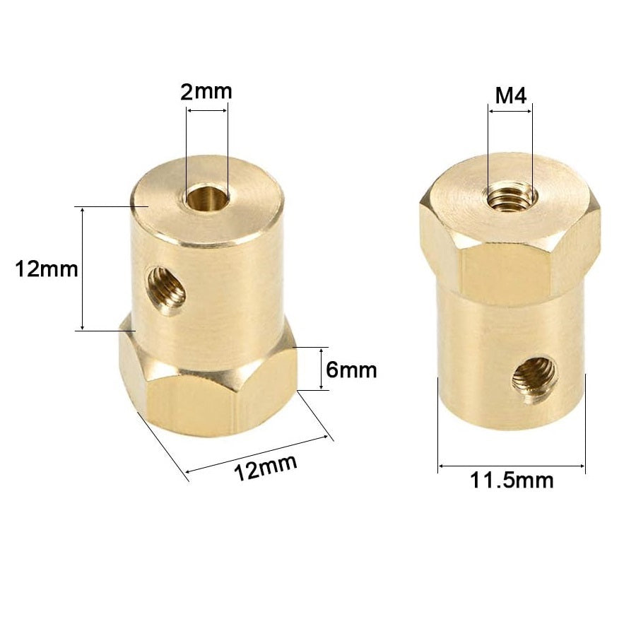 Hexagonal Brass Shaft Coupling for Robot Smart Car Motor Wheel