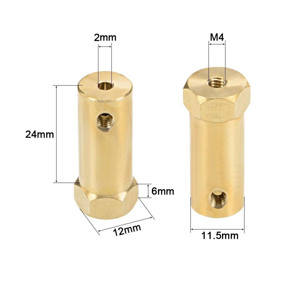 Hexagonal Brass Shaft Coupling for Robot Smart Car Motor Wheel
