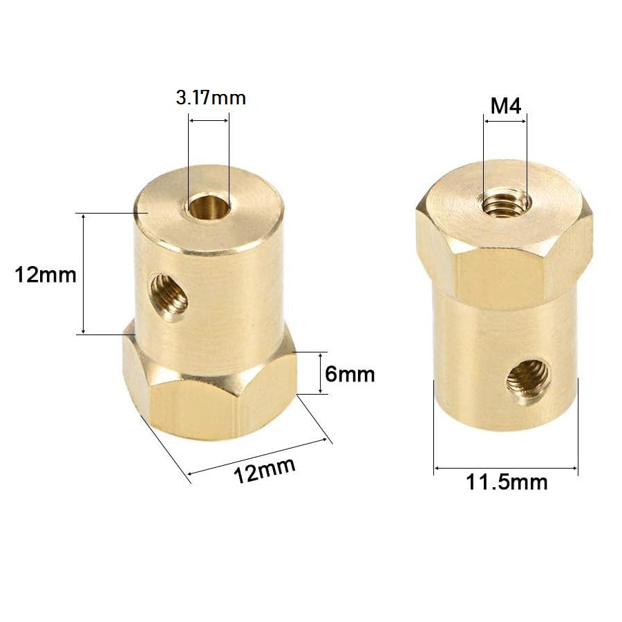 Hexagonal Brass Shaft Coupling for Robot Smart Car Motor Wheel