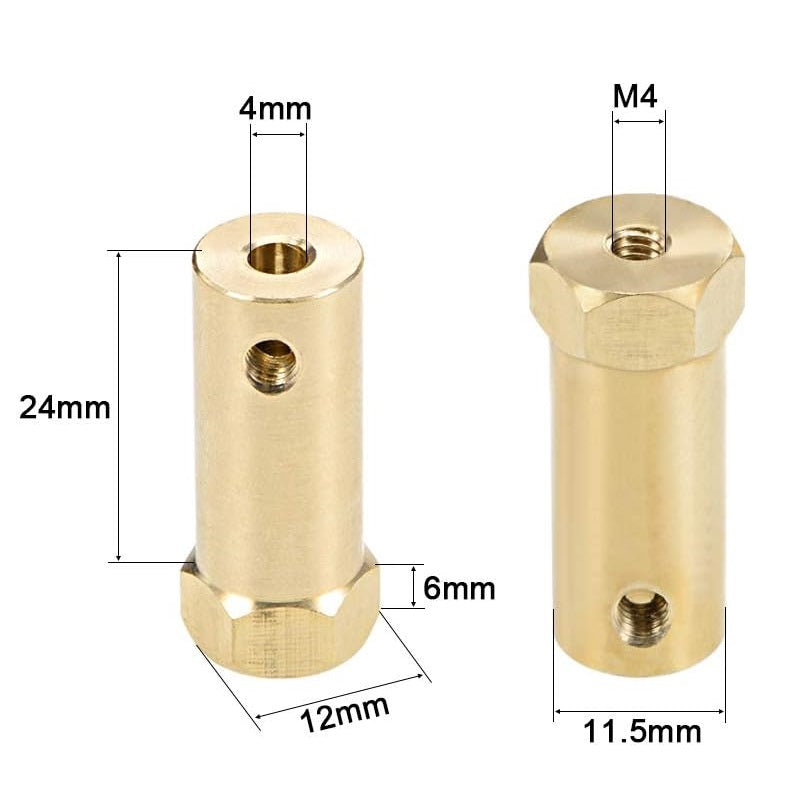 Hexagonal Brass Shaft Coupling for Robot Smart Car Motor Wheel