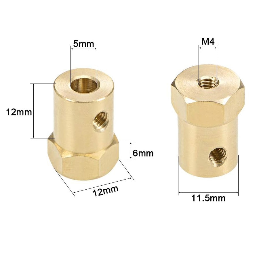 Hexagonal Brass Shaft Coupling for Robot Smart Car Motor Wheel