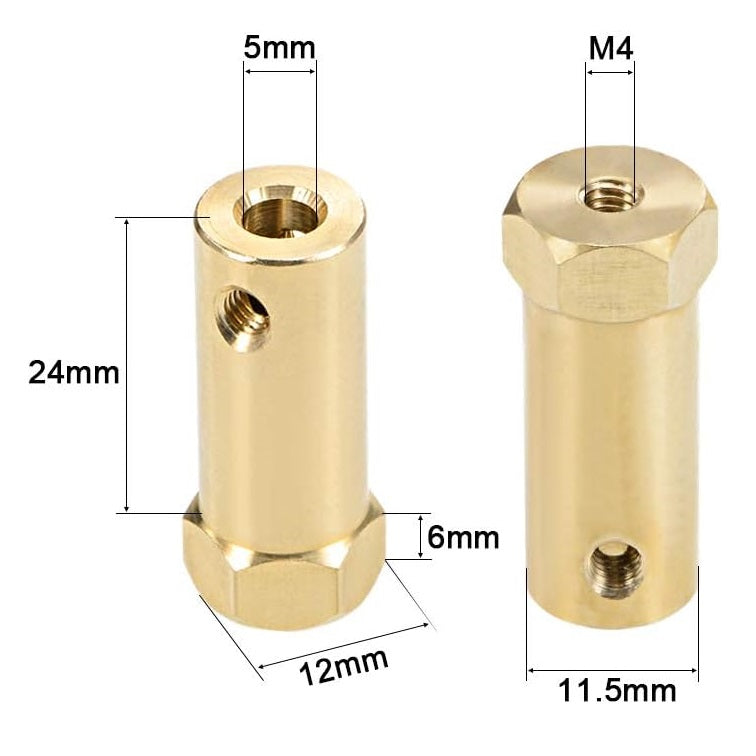 Hexagonal Brass Shaft Coupling for Robot Smart Car Motor Wheel