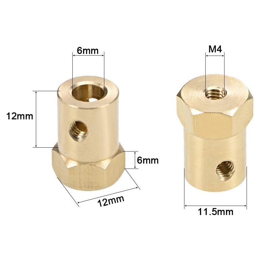 Hexagonal Brass Shaft Coupling for Robot Smart Car Motor Wheel