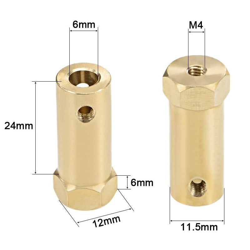 Hexagonal Brass Shaft Coupling for Robot Smart Car Motor Wheel