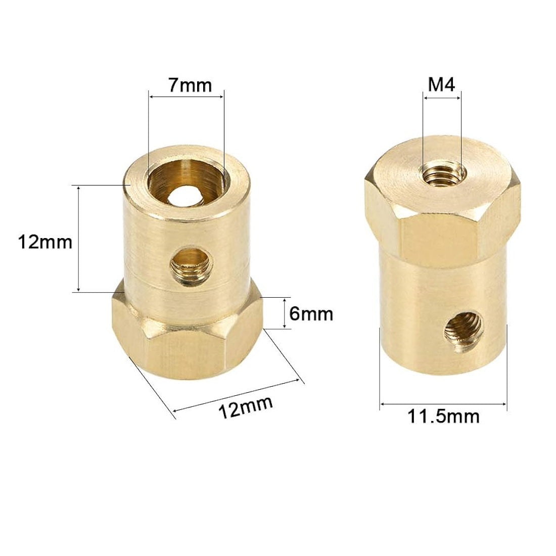 Hexagonal Brass Shaft Coupling for Robot Smart Car Motor Wheel