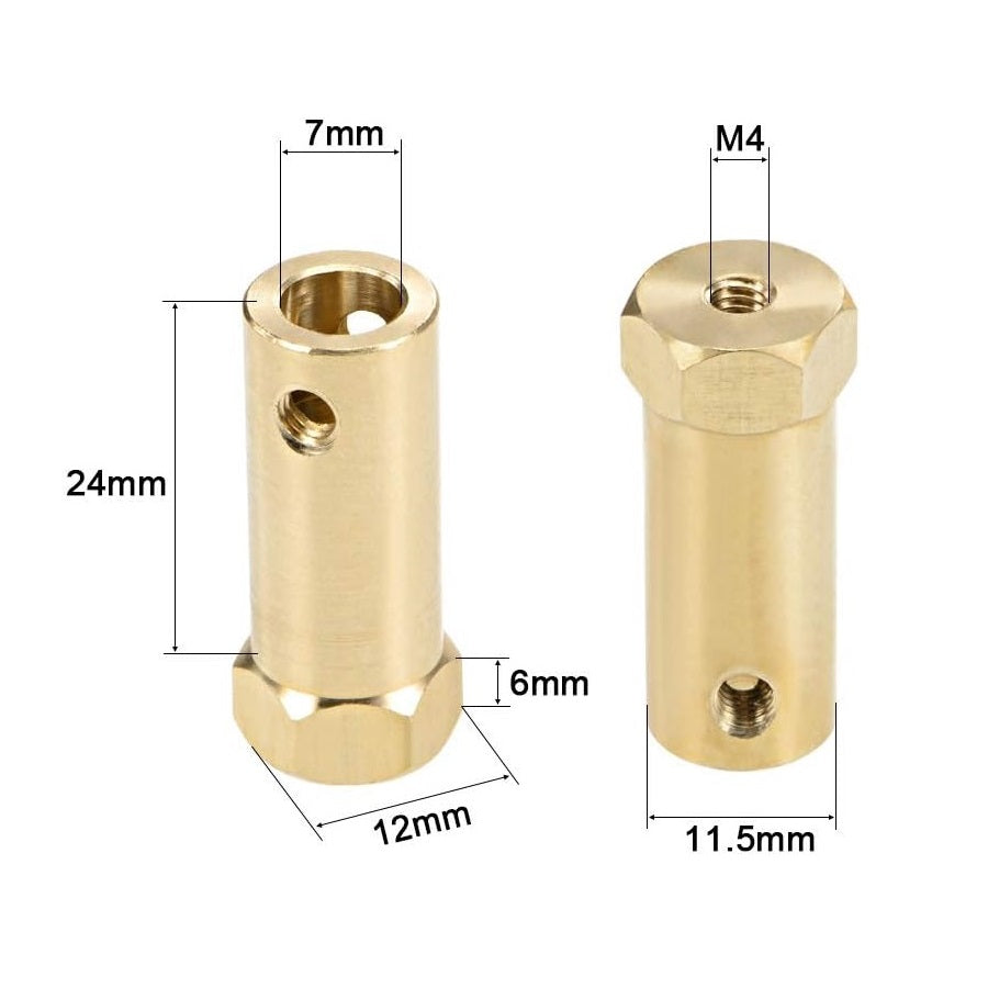 Hexagonal Brass Shaft Coupling for Robot Smart Car Motor Wheel