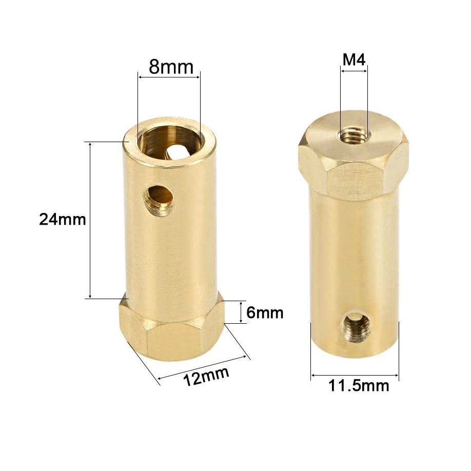 Hexagonal Brass Shaft Coupling for Robot Smart Car Motor Wheel