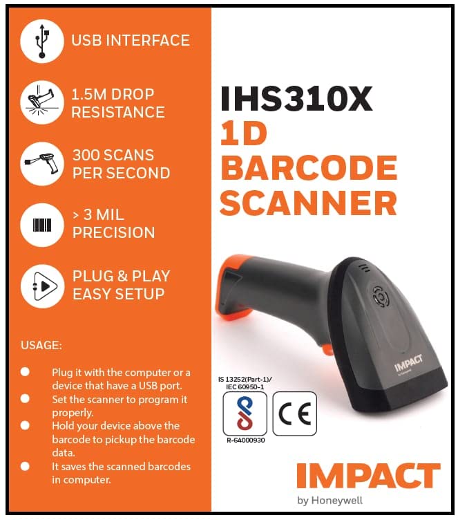 Honeywell IHS-310X 1D Handheld Barcode Scanner