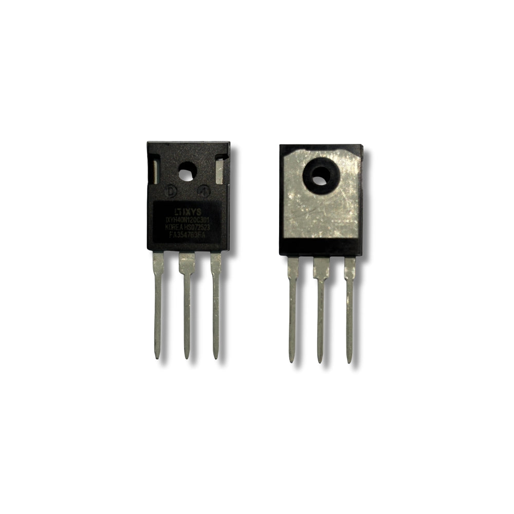 Two electronic transistors on a white background