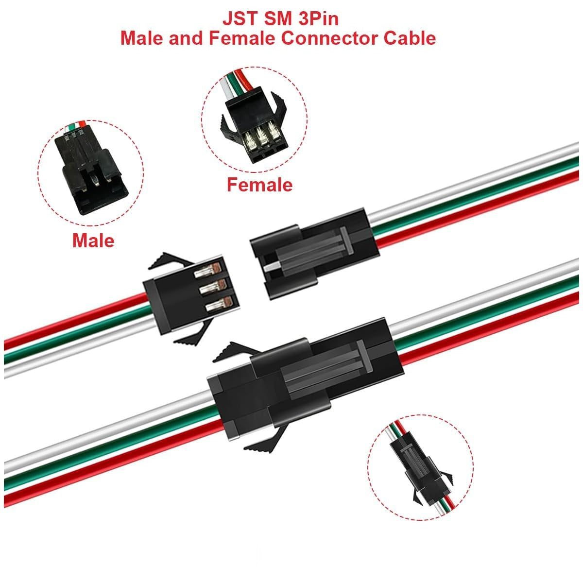 JST-SM Male-Female Battery Connector with Wire