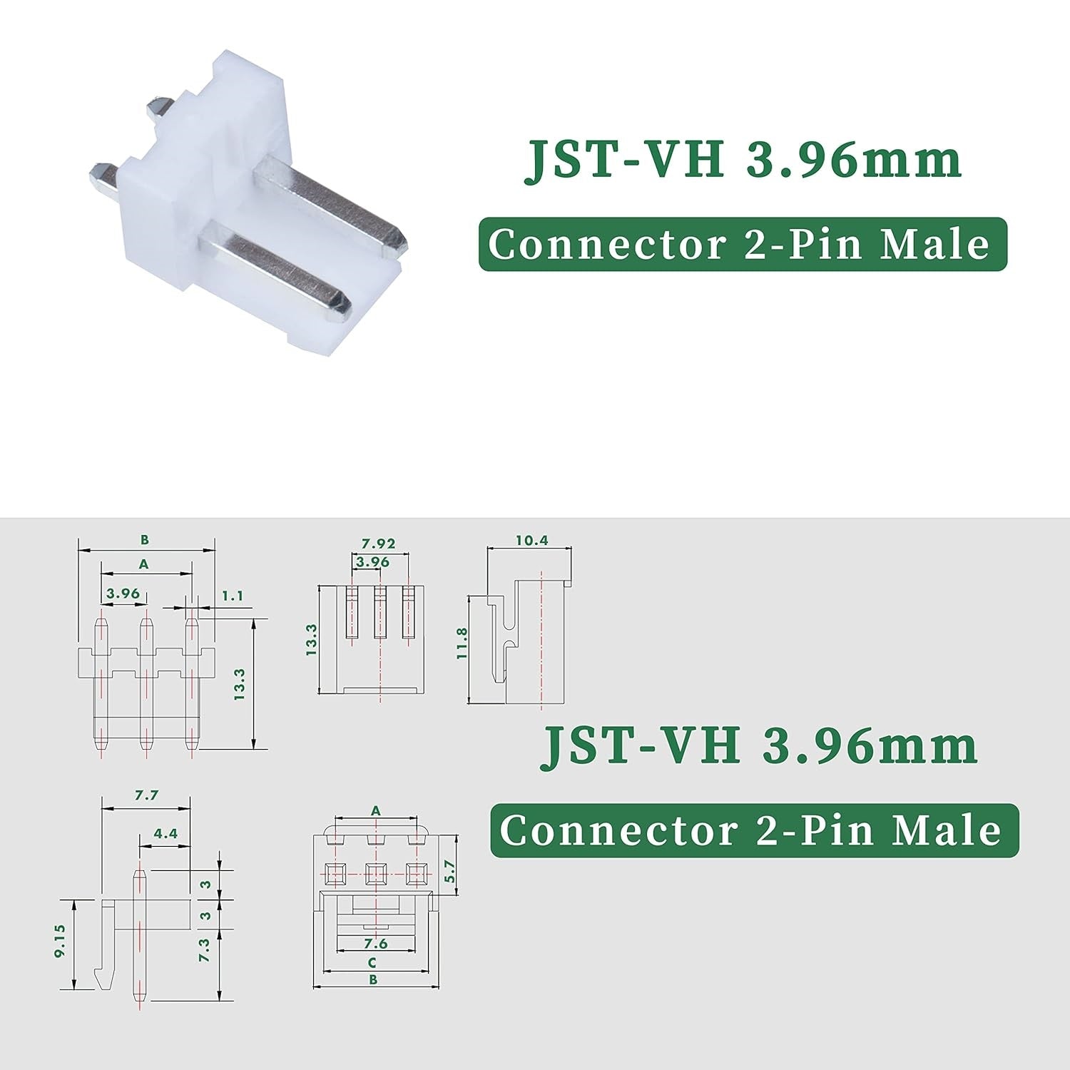 Male JST-VH 3.96mm Connector Straight