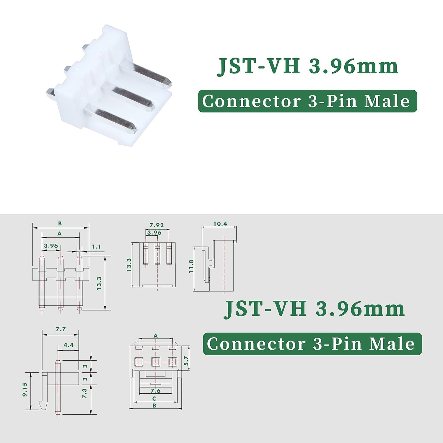 Male JST-VH 3.96mm Connector Straight