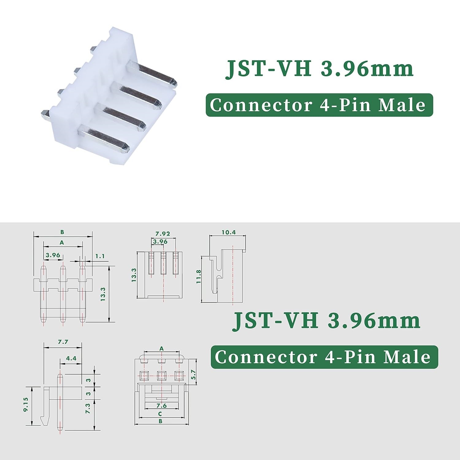 Male JST-VH 3.96mm Connector Straight