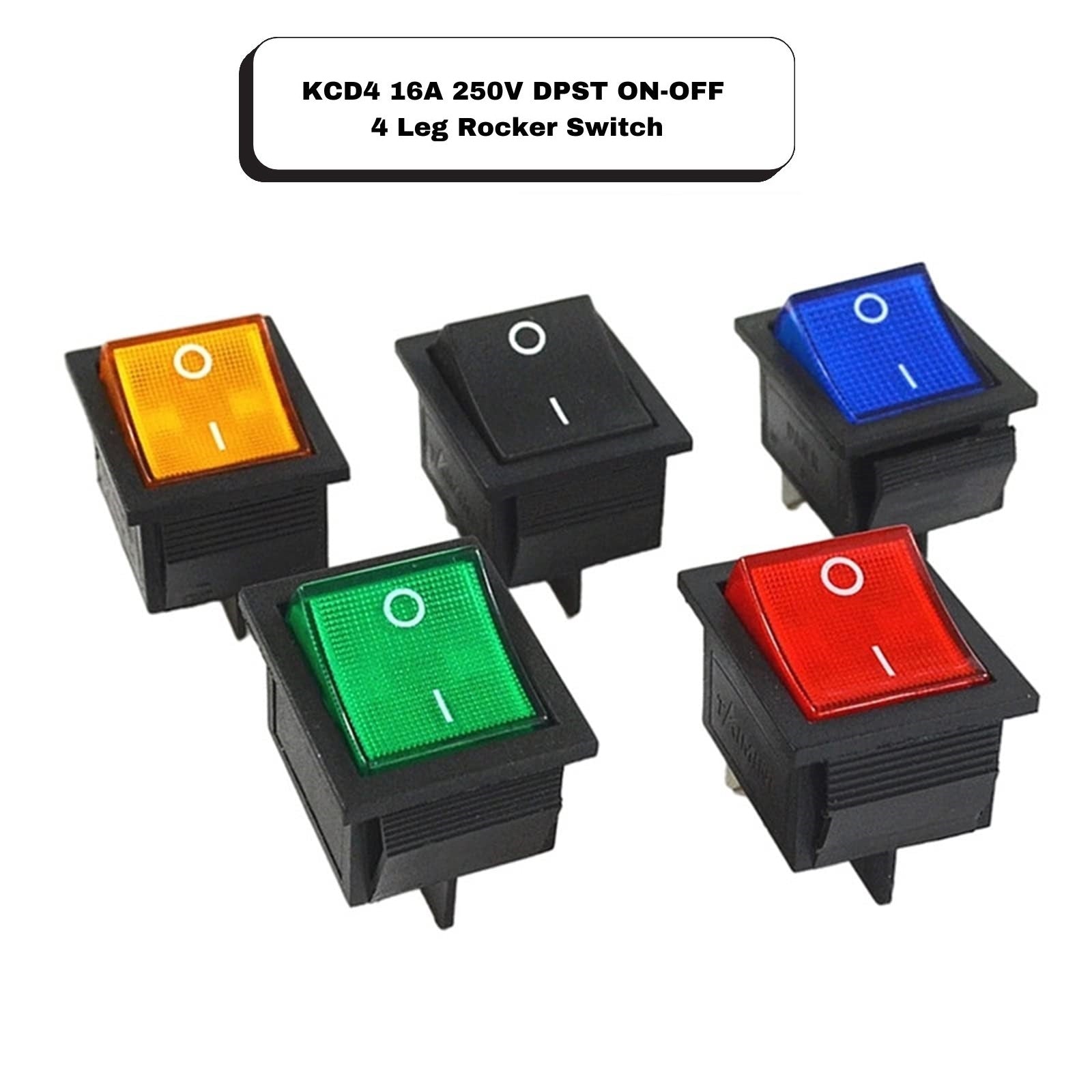 KCD4 16A 250V DPST ON-OFF 4 Leg Rocker Switch