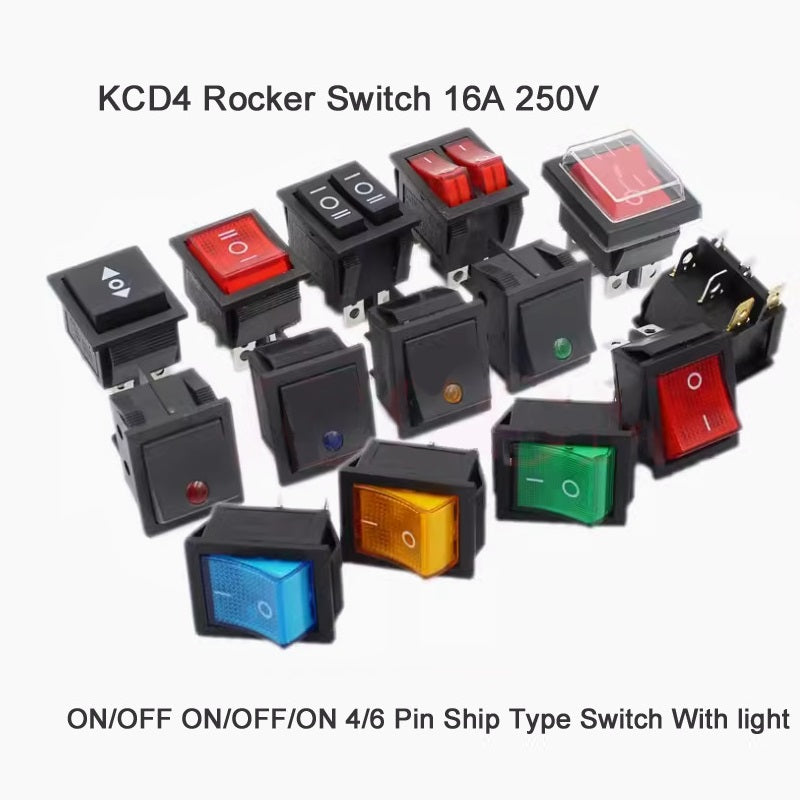 KCD4 16A 250V DPST ON-OFF 4 Leg Rocker Switch