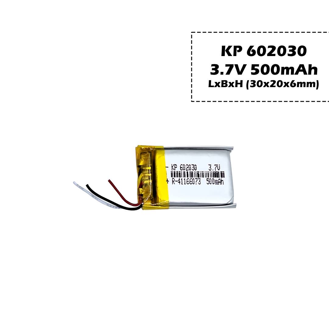 KP: 3.7V 500mAh Lipo Battery - Single Cell Lithium Polymer Battery