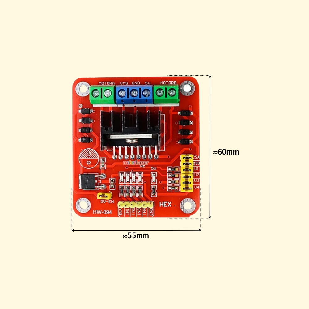 L298N Dual H-Bridge 2A DC Stepper Motor Driver Module