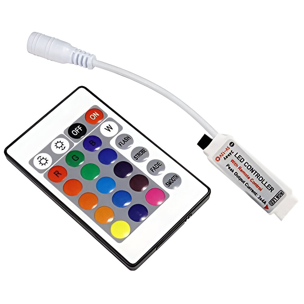05-24VDC 2835 5050 RGB LED Strip Mini 24-Keys Remote Controller with DC Jack