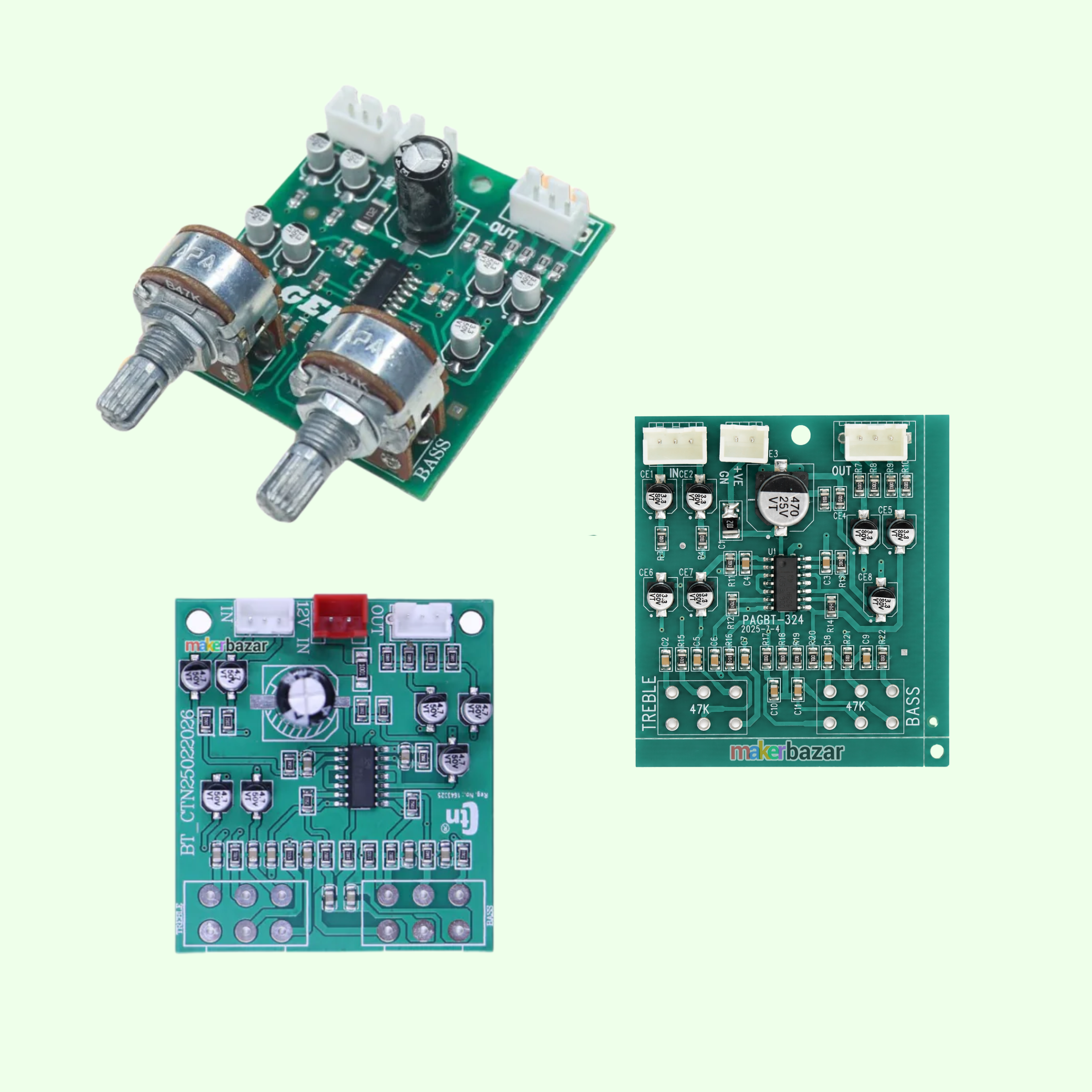 LM324 SMD Bass Treble Tone Control Preamplifier Board – 12V Audio Preamp Module