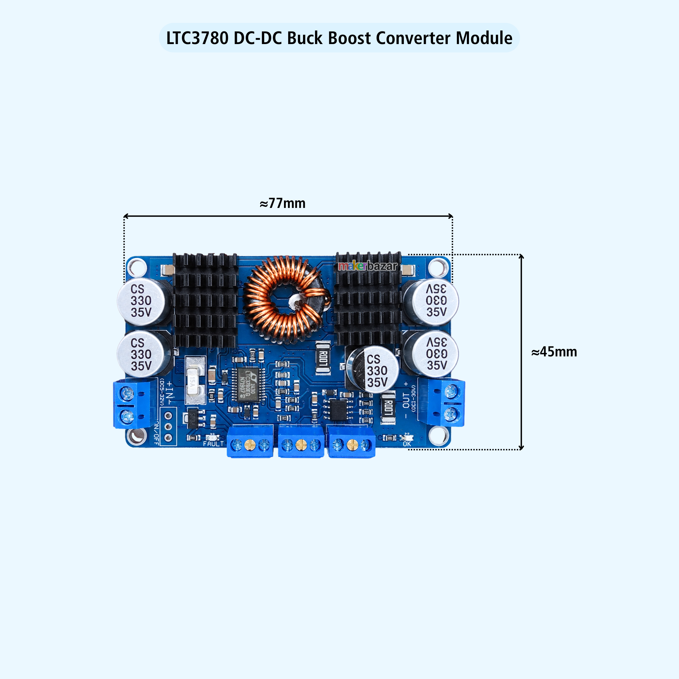 LTC3780 10A DC-DC Automatic Buck Boost Converter Module-Adjustable Step Up Step Down Power Supply