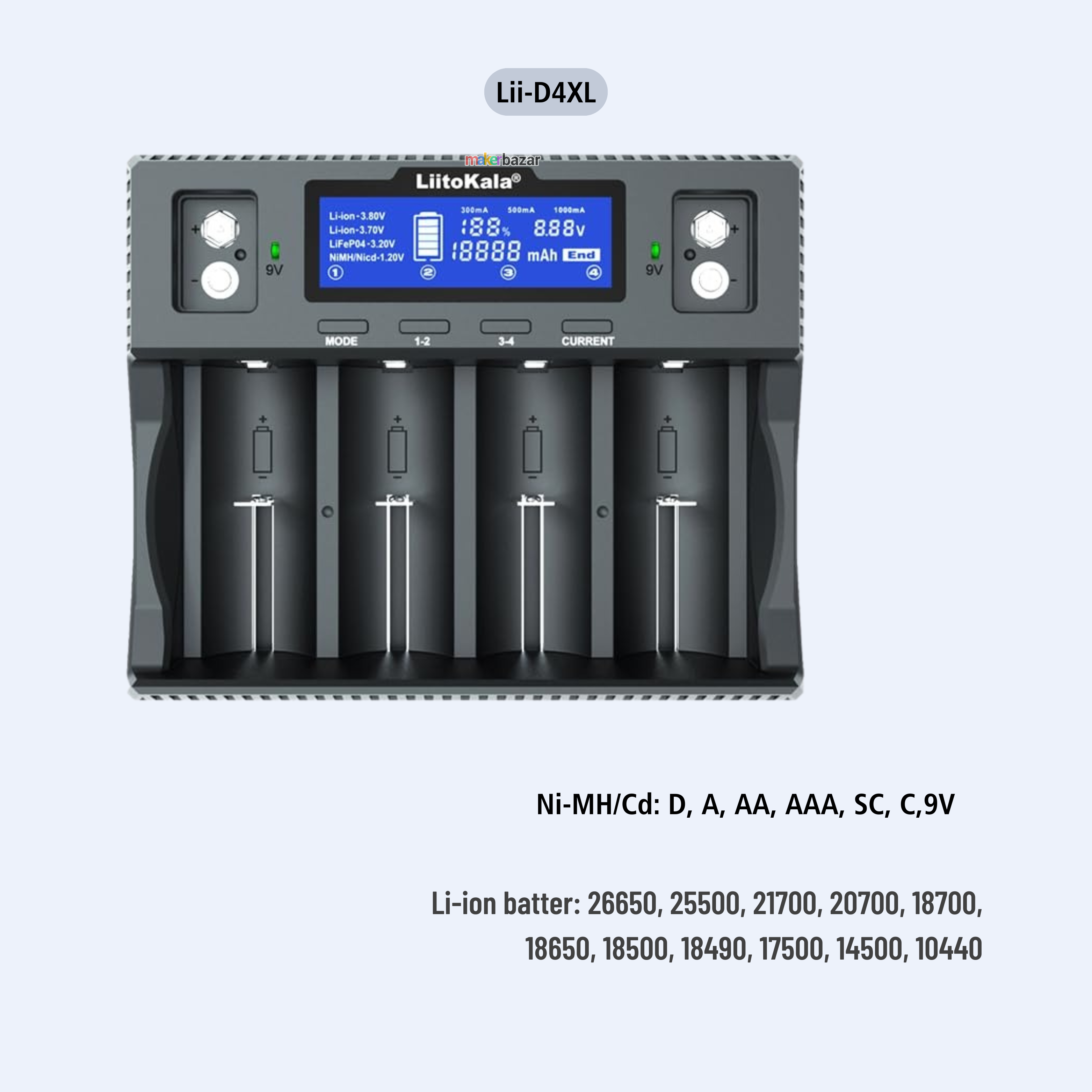 Liitokala: Smart LCD Display Fast Charge for Rechargeable Batteries