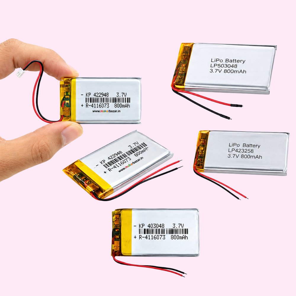 Lipo Battery - Single Cell 3.7V 800mAh Lithium Polymer Battery