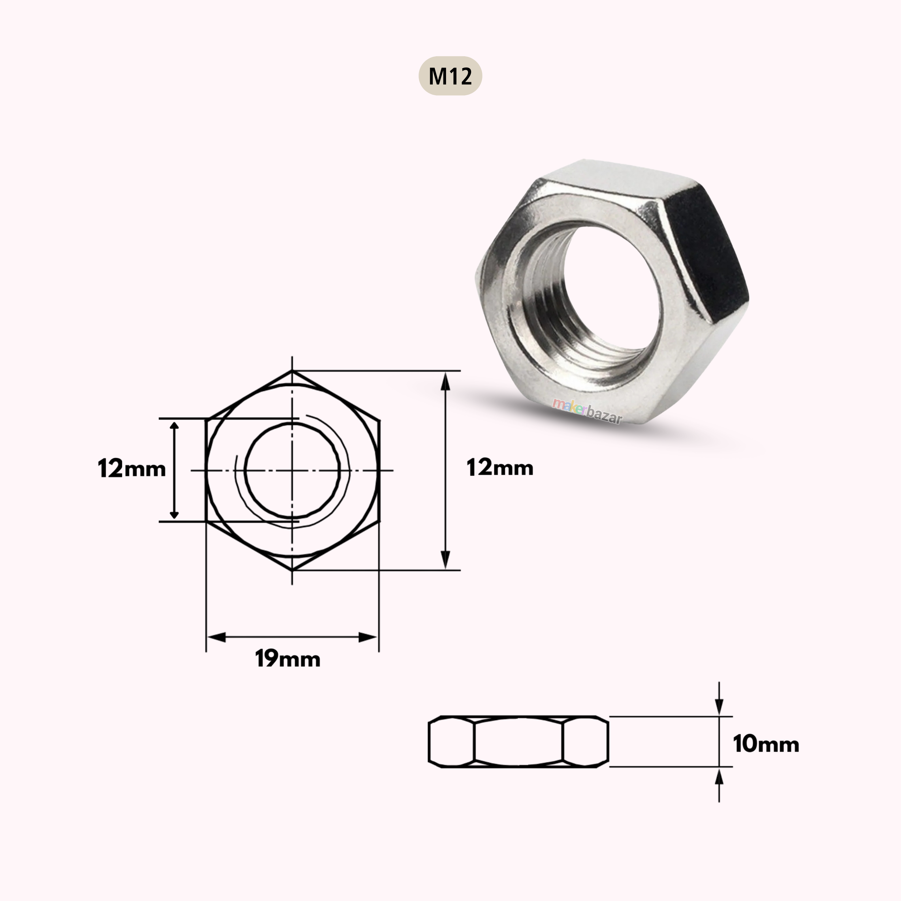 Stainless Steel Hex Nut Metric Thread Fastener