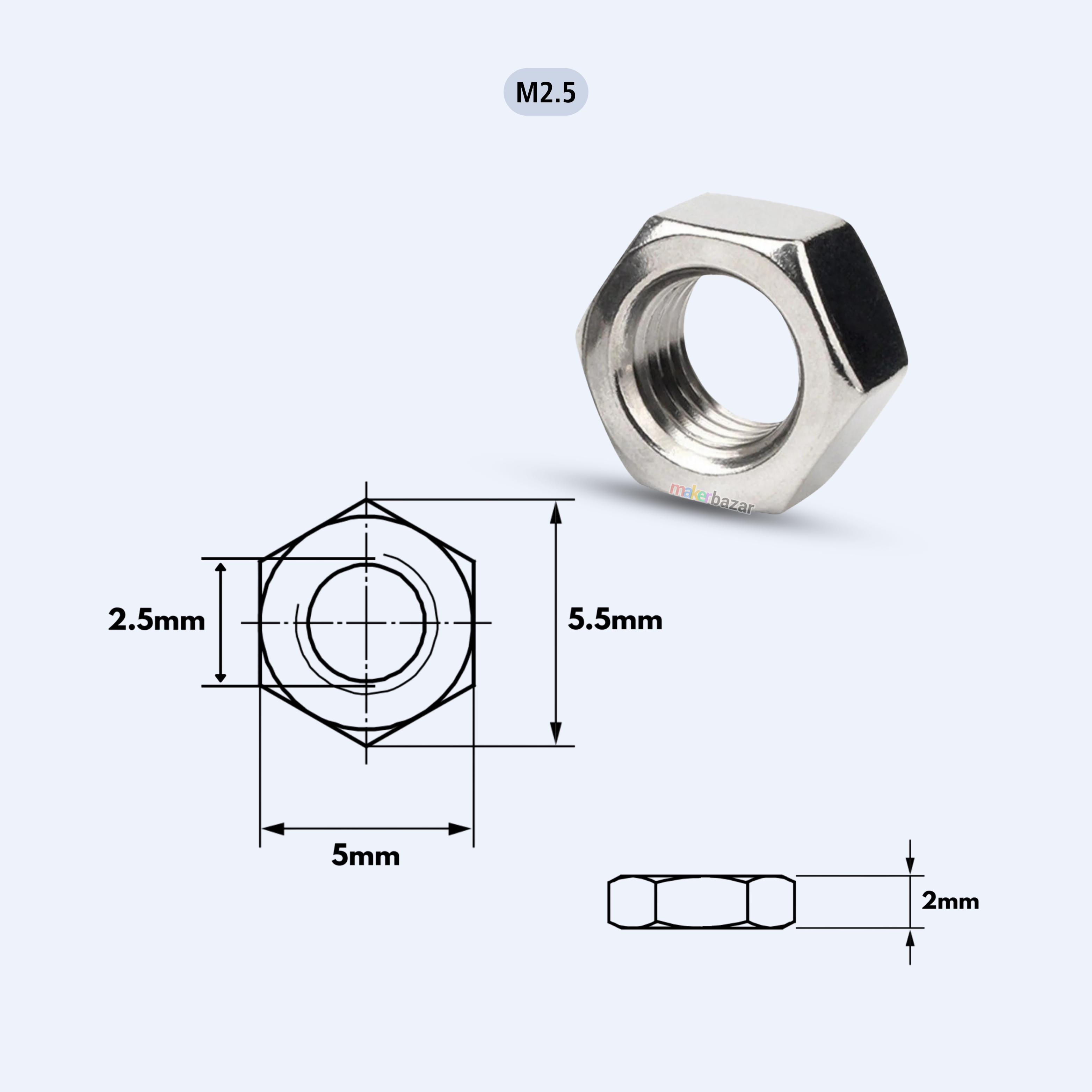 Stainless Steel Hex Nut Metric Thread Fastener