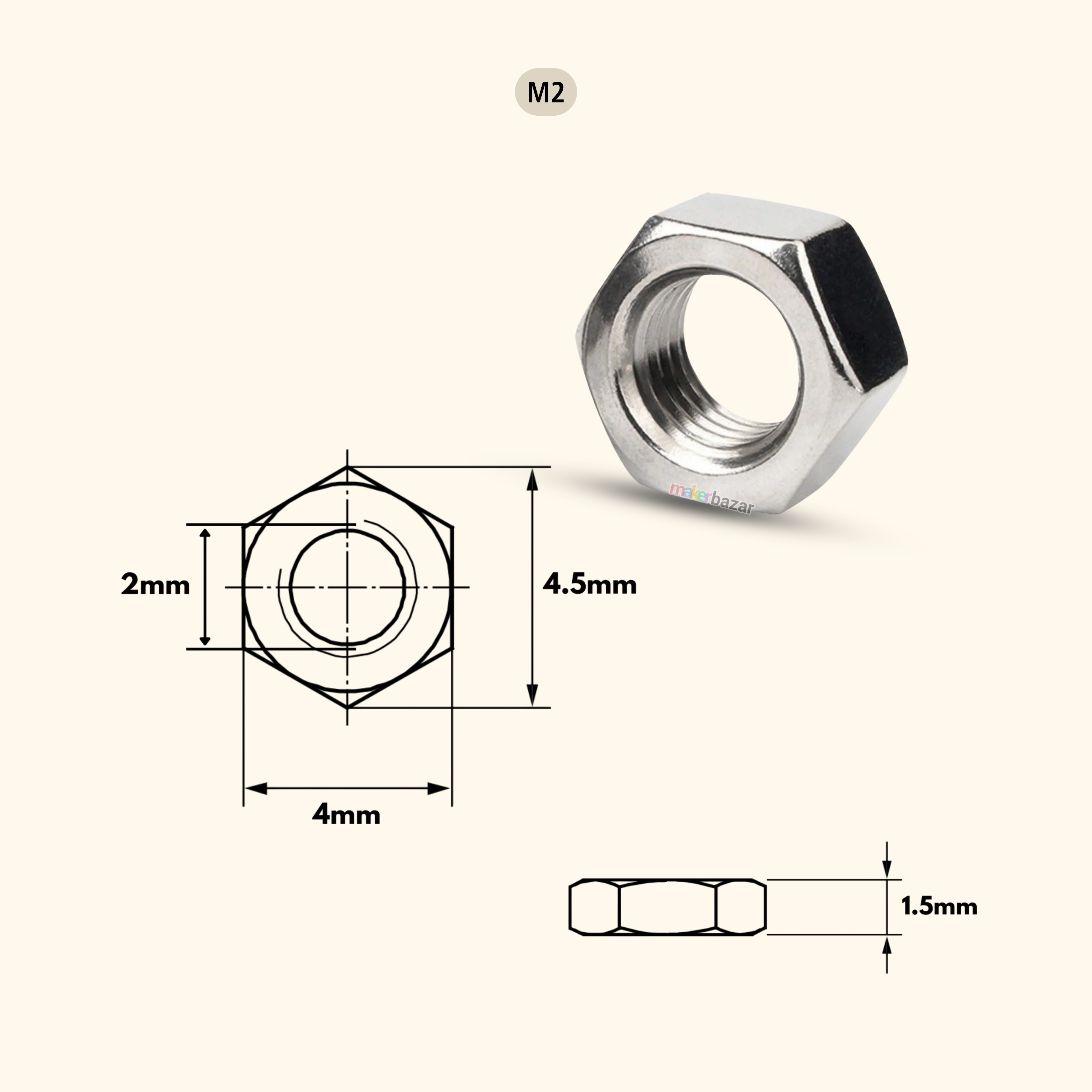 Stainless Steel Hex Nut Metric Thread Fastener