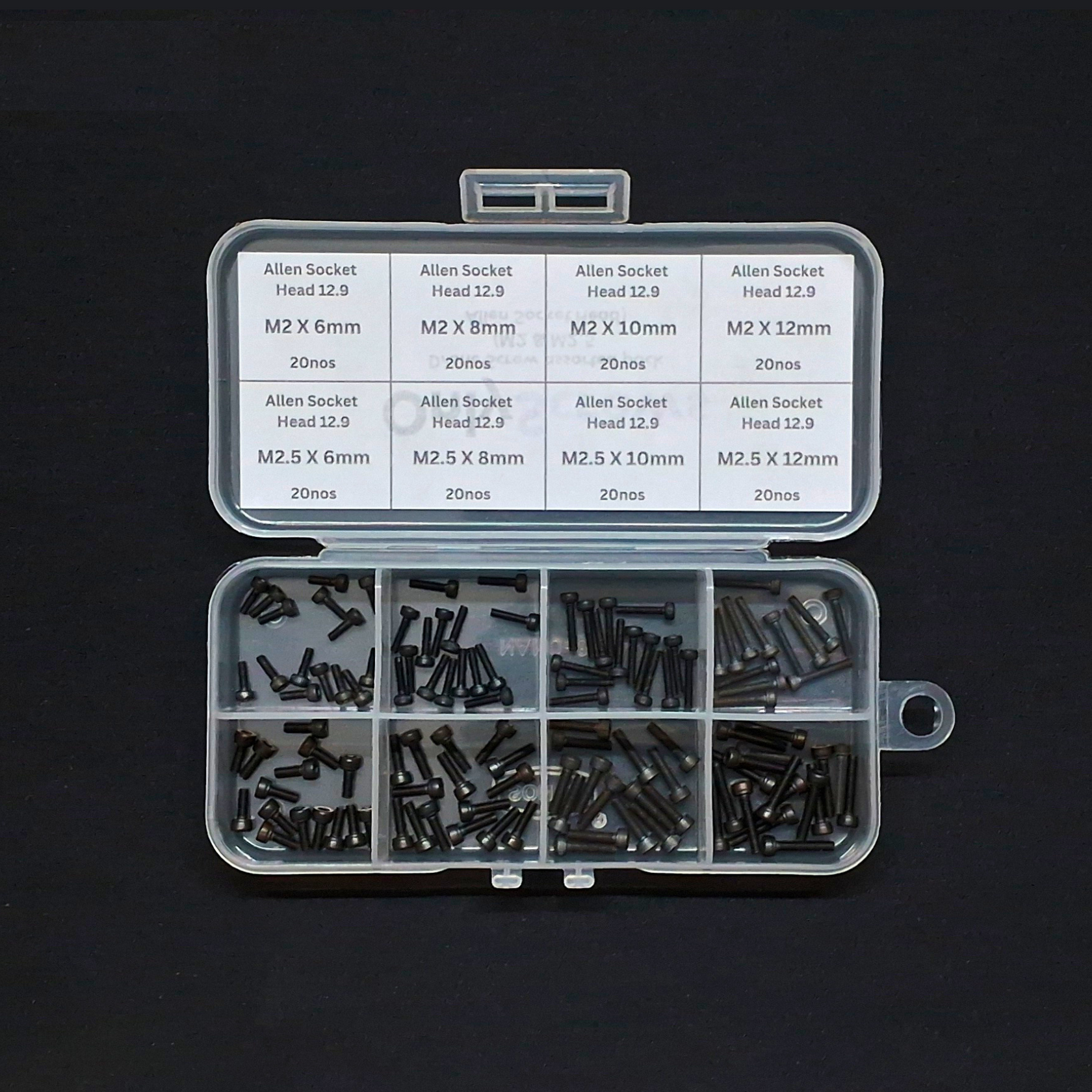 160pcs M2 & M2.5 Allen Socket Head(12.9) Assorted Screw Pack Drone Screw Pack