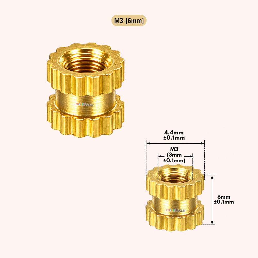 Brass Heat Set Threaded Round Female Insert Nut