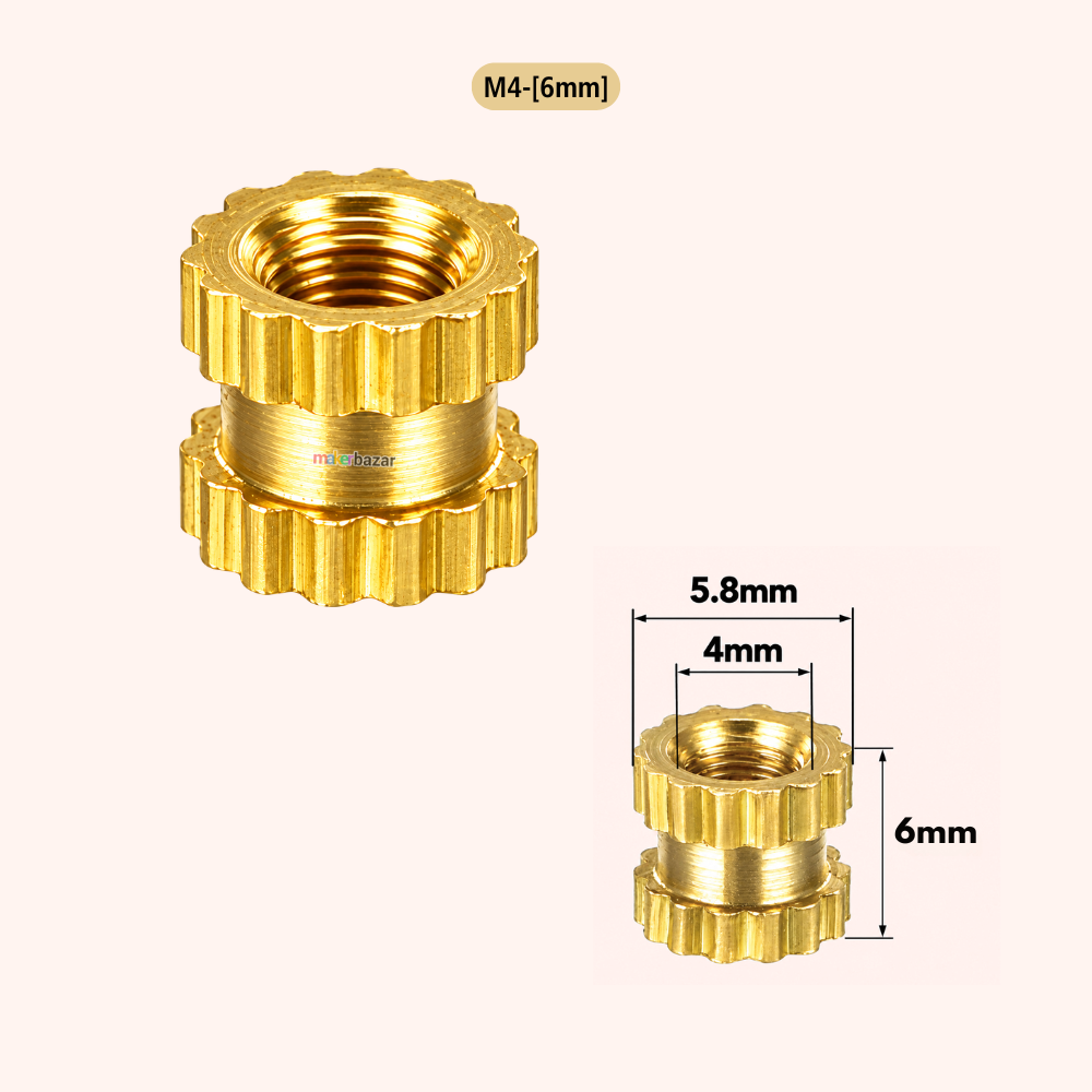 Brass Heat Set Threaded Round Female Insert Nut