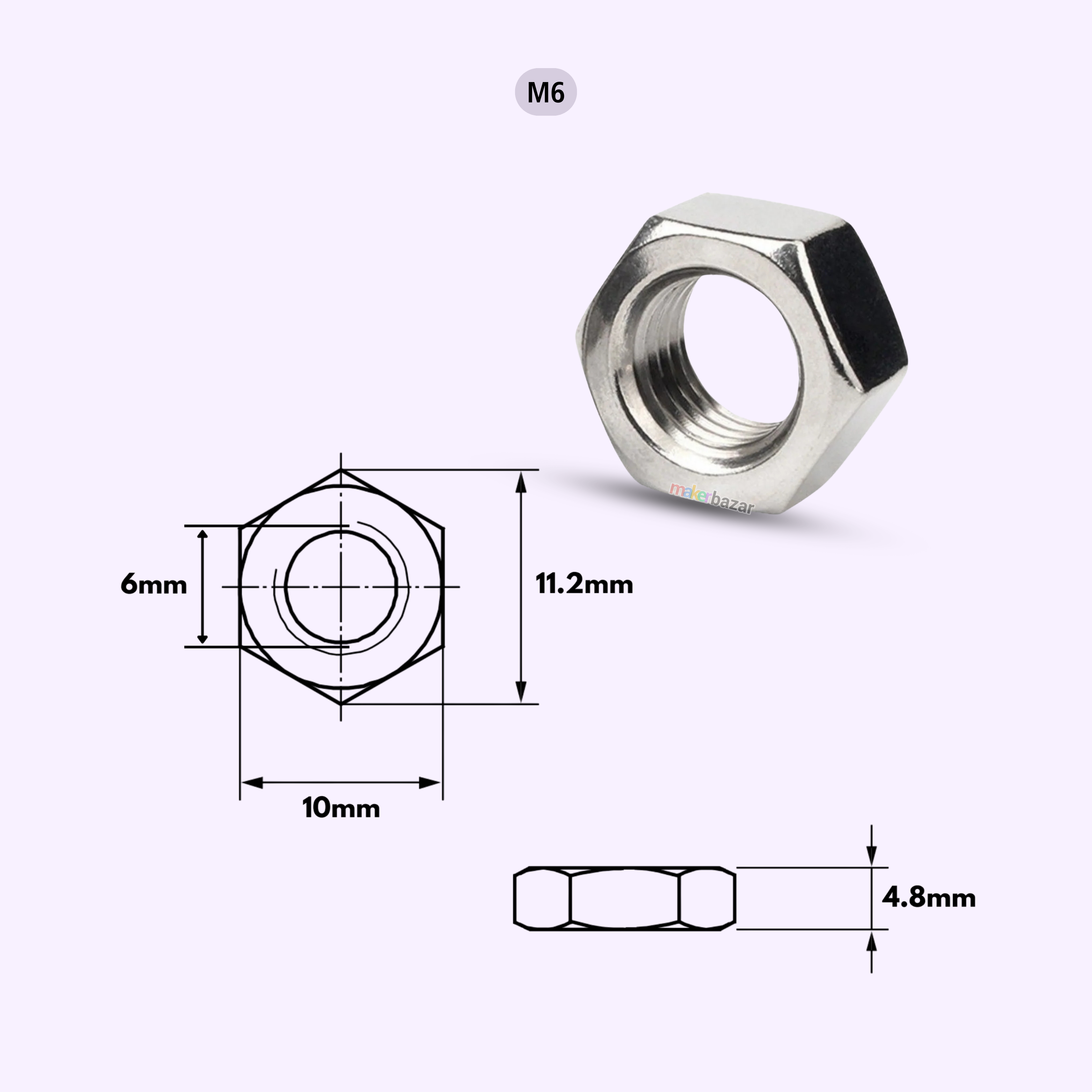 Stainless Steel Hex Nut Metric Thread Fastener
