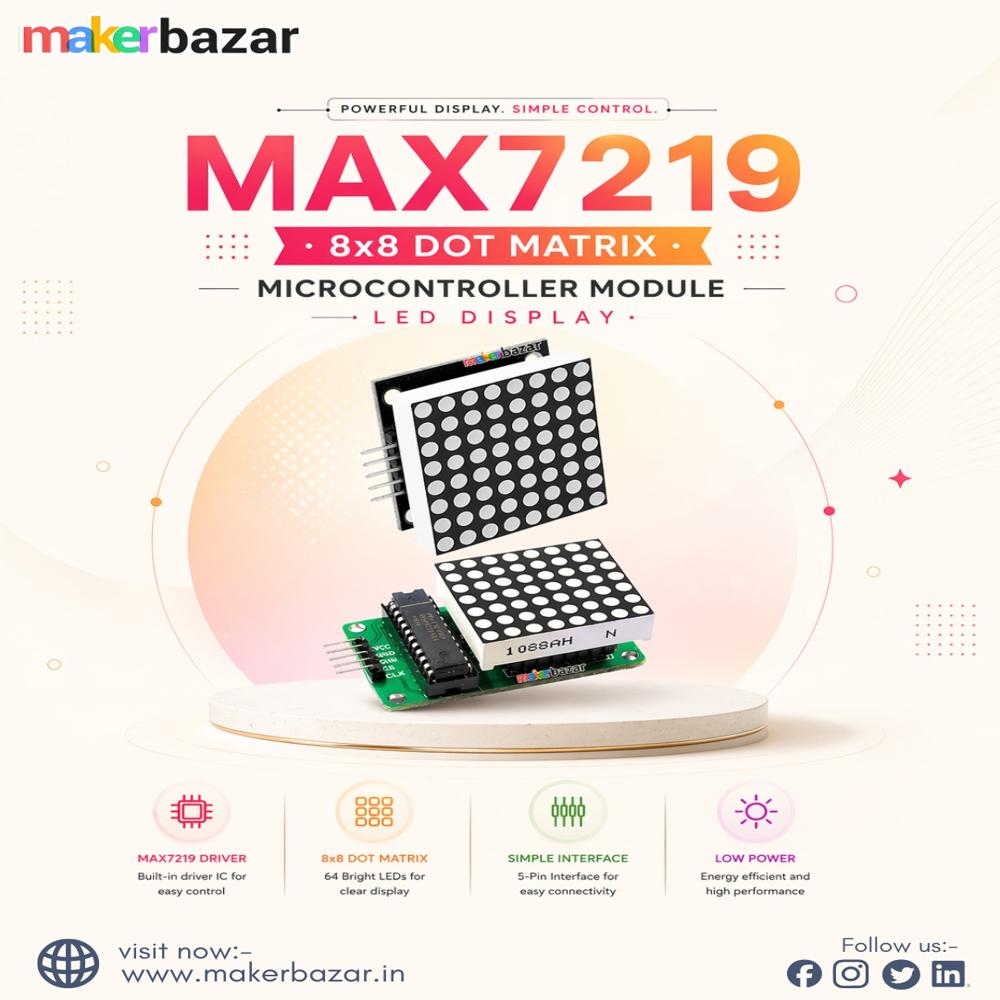 MAX7219 8x8 Dot Matrix Microcontroller Module LED Display
