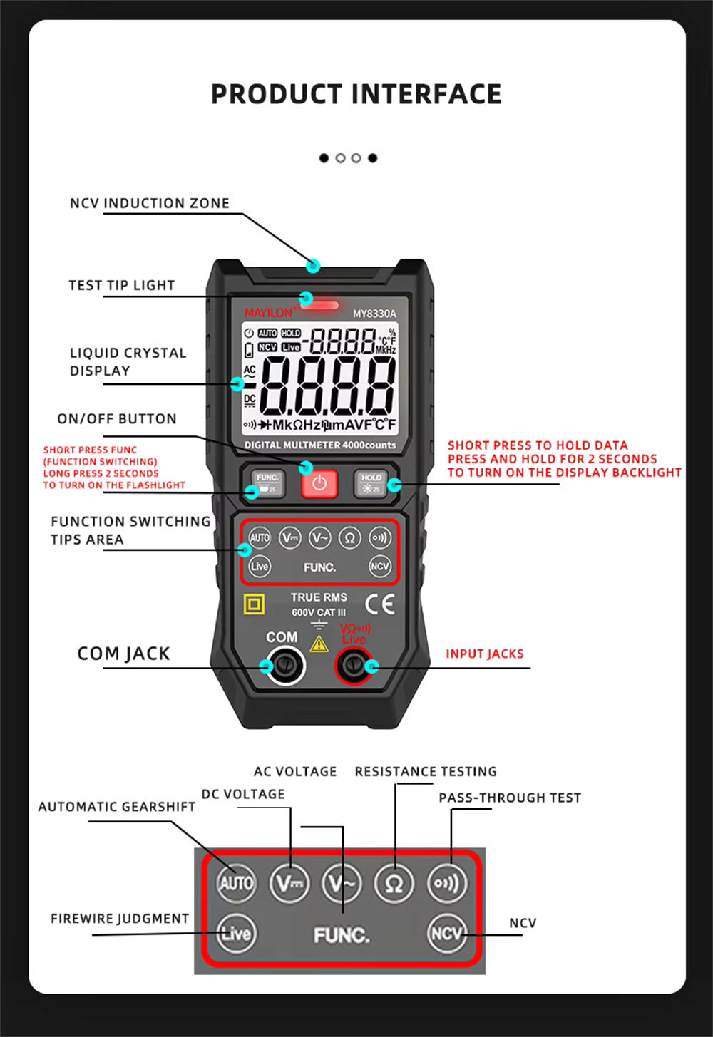 MY8330 Professional Digital Multimeter with Automatic Measuring Range