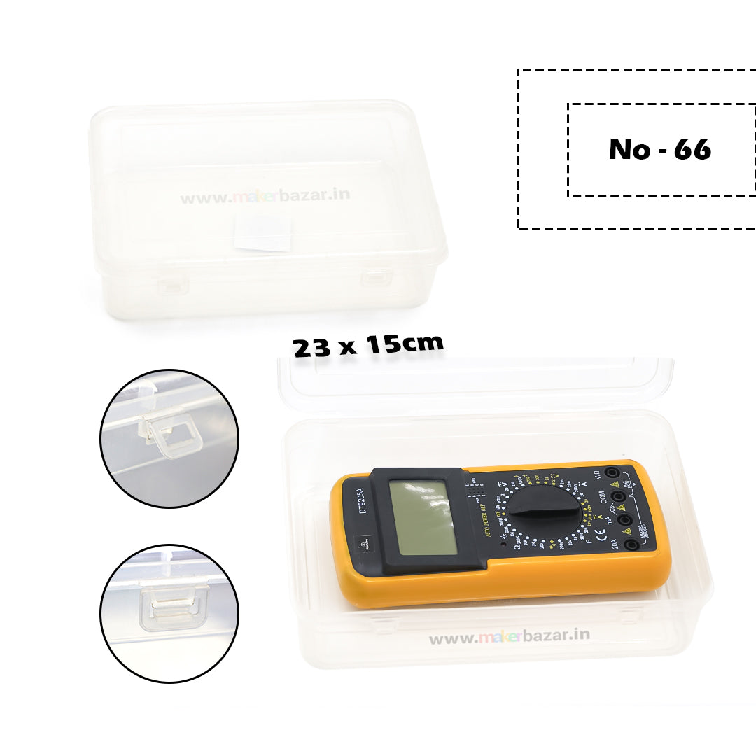 Transparent Rectangular Plastic Box with Attached Lid
